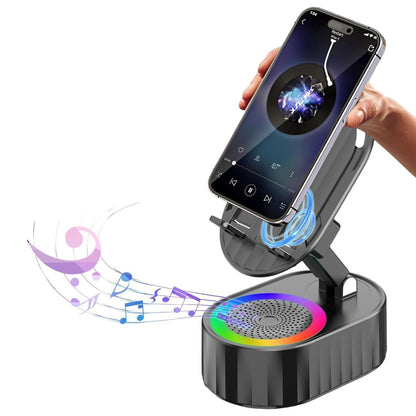 Wireless Induction Audio Bluetooth Speaker 5in1 Phone Holder Emergency Rechargeable